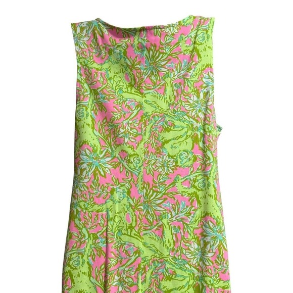 Lilly Pulitzer Shift Dress Womens Medium Pink Green Floral Excellent Braided - Picture 4 of 5